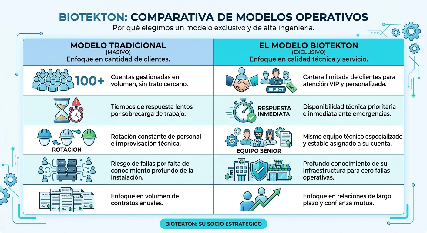 Infografía: matriz de diferenciación, comparativa de modelos operativos