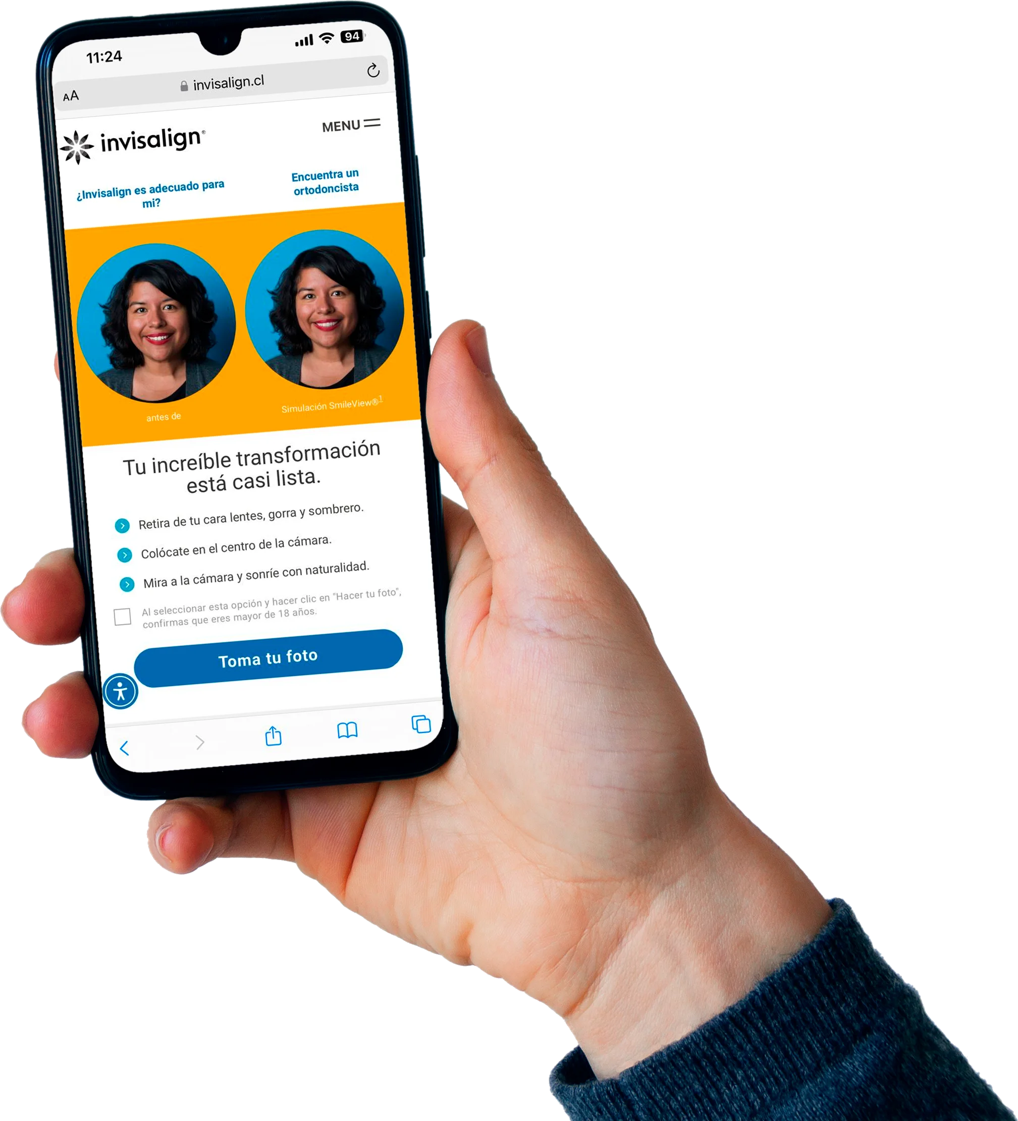 Invisalign SmileView mano con celular