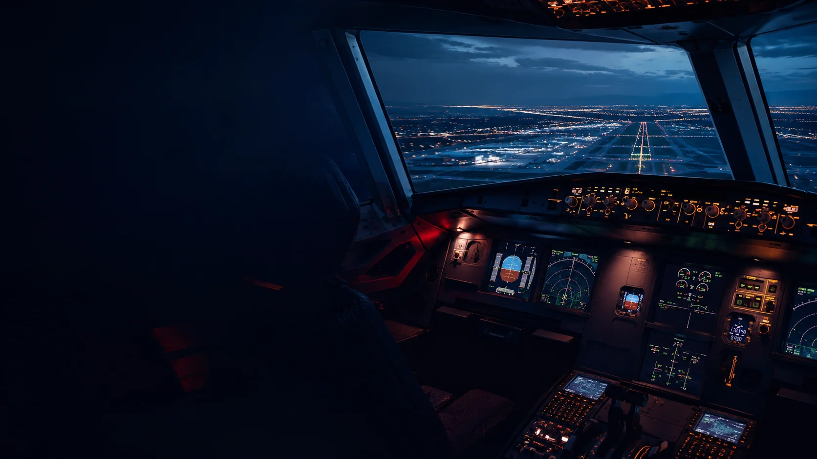 Cabina de entrenamiento de vuelo ACIT en aproximación