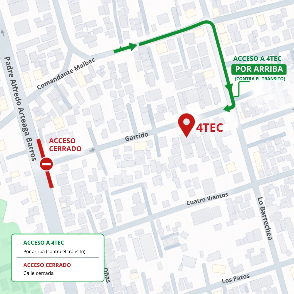Instrucciones y mapa de acceso al taller 4TEC
